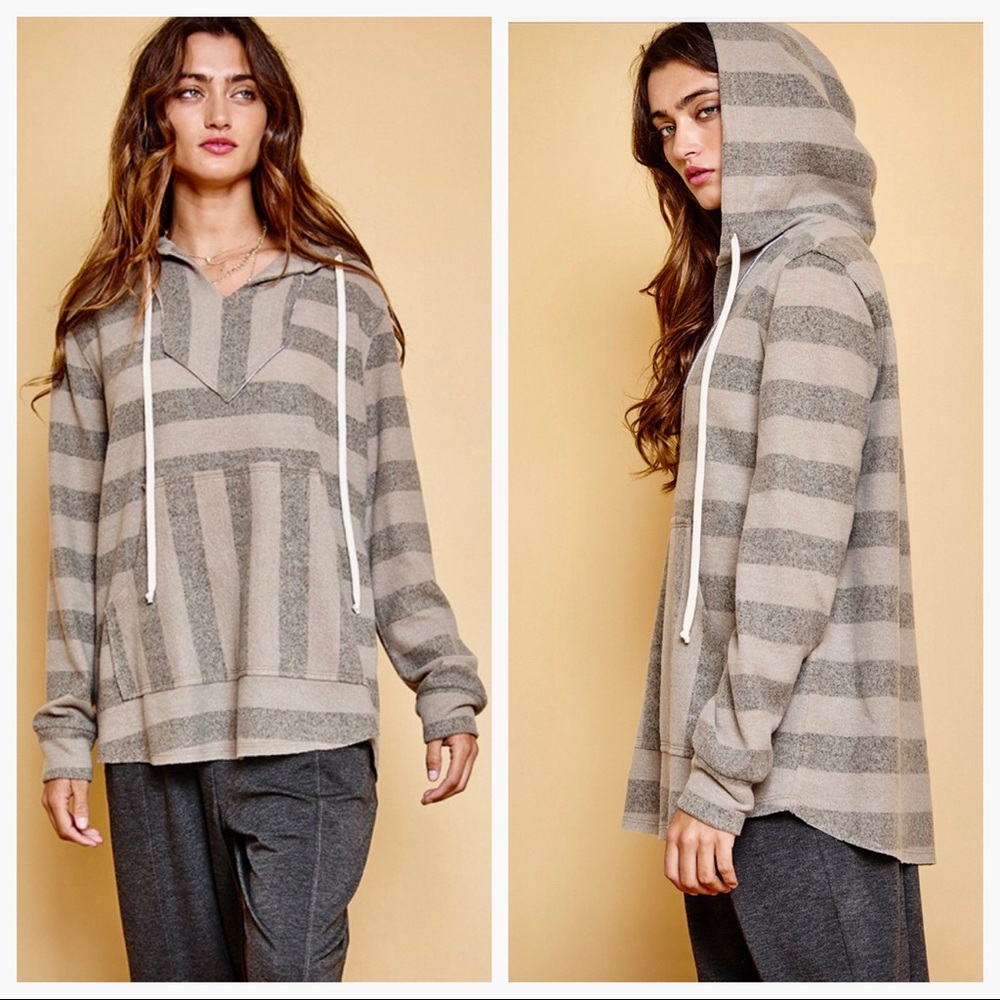 SALE Boyfriend Drawstring Striped Stylish Hoodie - Picture 4 of 5